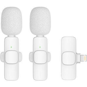 K1 bezdrôtová sada Lavalier mikrofónov pre smartfón, Lightning (2 v sete), biela