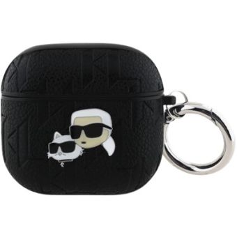 Karl Lagerfeld PU Embossed Karl and Choupette Heads Apple AirPods 4 KLA4PGKCPK Black