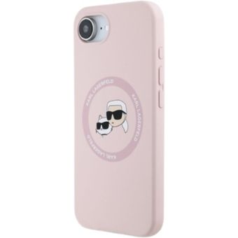 Obal Karl Lagerfeld Liquid Silicone K&CH Heads MagSafe Apple iPhone 16e KLHMPSE4SKCHTCP Pink