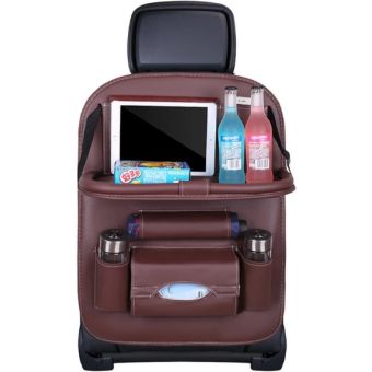 Organizér do auta na sedačku, skladacia polička/stolík hnedý