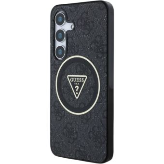 Obal Guess IML 4G Glitter and Triangle Logo MagSafe Samsung Galaxy S25 5G S931 GUHMS25SHG4PRTGK čierny