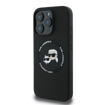 Obal Karl Lagerfeld Liquid Silicone K&CH Heads MagSafe Apple iPhone 16 Pro Max KLHMP16XSKCHTCK čierny