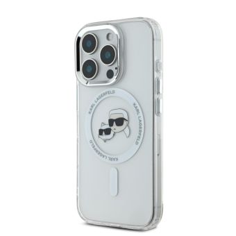 Obal Karl Lagerfeld IML Metal Karl&Choupette Head MagSafe Apple iPhone 16 Pro Max KLHMP16XHLSKCH biely