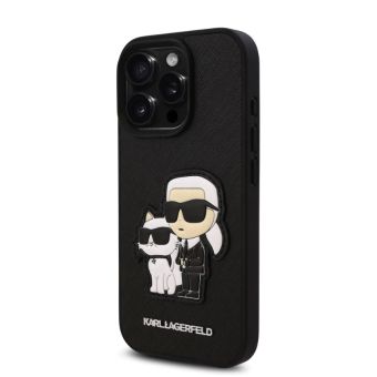 Obal Karl Lagerfeld PU Saffiano Karl and Choupette Apple iPhone 16 Pro  KLHCP16LSANKCPK čierny