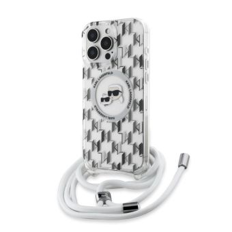 Obal Karl Lagerfeld IML Monogram Crossbody K&CH Heads MagSafe Apple iPhone 16 Pro Max KLHMP16XHCKCKLCT transparentný