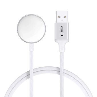 Tech-Protect UltraBoost MC02, magnetický nabíjací kábel, Apple Watch USB-A, 100cm, biely