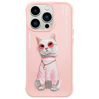 Obal NIMMY GLASSES COOL CAT Apple iPhone 16 Pro ružový