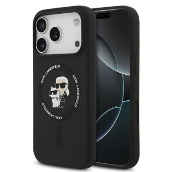 Obal Karl Lagerfeld Liquid Silicone Karl and Choupette MagSafe Apple iPhone 17 Pro Max KLHMP17XSCMKCRHK čierny