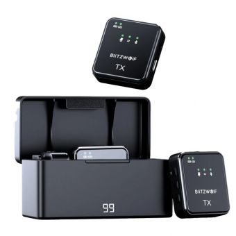 BlitzWolf, BW-SX63, 1000mAh, čierna - sada bezdrôtových mikrofónov