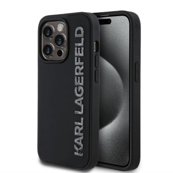 Obal Karl Lagerfeld 3D Rubber Glitter Logo Apple iPhone 13 Pro KLHCP13LRBKGVCK čierny