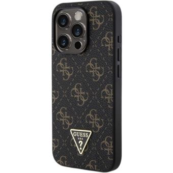 Obal Guess PU Leather 4G Triangle Metal Logo Apple iPhone 16 Pro GUHCP16LPG4GPK Black