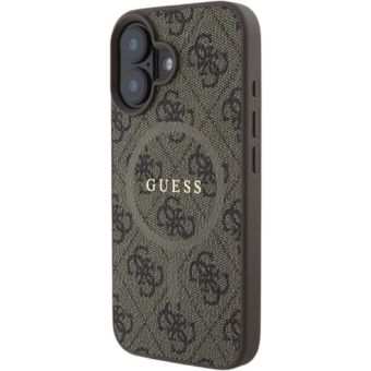 Obal Guess PU Leather 4G Colored Ring MagSafe Apple iPhone 16 Plus GUHMP16MG4GFRW Brown