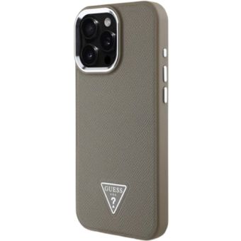 Obal Guess PU Grained Triangle Logo Apple iPhone 16 Pro GUHMP16LPGTSPSW Brown
