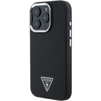 Obal Guess PU Grained Triangle Logo Apple iPhone 16 Pro GUHMP16LPGTSPSK Black