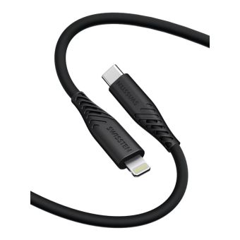 SWISSTEN SOFT SILICONE, USB-C na Lightning, 1.5m, 60W, čierrny (bulk)