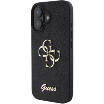 Obal Guess PU Fixed Glitter 4G Metal Logo Apple iPhone 16 Plus GUHCP16MHG4SGK Black