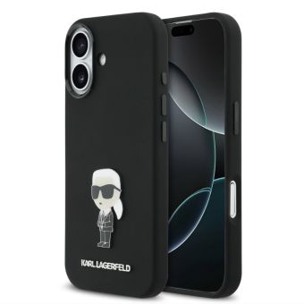 Obal Karl Lagerfeld Liquid Silicone Metal Ikonik Apple iPhone 17 KLHCP17SSMHKNPK čierny