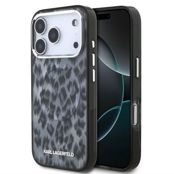 Obal Karl Lagerfeld IML Leopard MagSafe Apple iPhone 17 Pro KLHMP17LHDLEOICK sivý