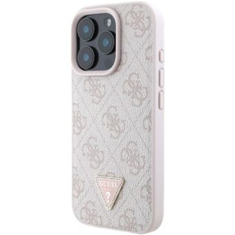 Obal Guess PU 4G Strass Triangle Metal Logo Apple iPhone 16 Pro Max GUHCP16XP4TDPP Pink