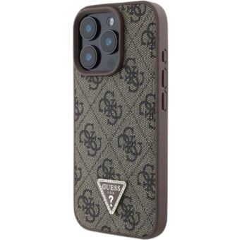 Obal Guess PU 4G Strass Triangle Metal Logo Apple iPhone 16 Pro Max GUHCP16XP4TDPW Brown