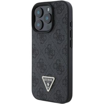 Obal Guess PU 4G Strass Triangle Metal Logo Apple iPhone 16 Pro Max GUHCP16XP4TDPK Black