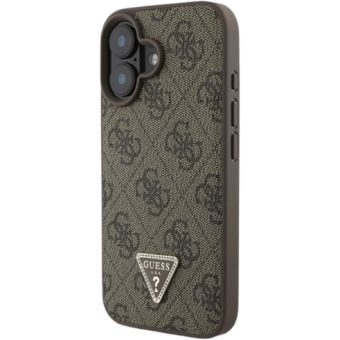 Obal Guess PU 4G Strass Triangle Metal Logo Apple iPhone 16 GUHCP16SP4TDPW Brown