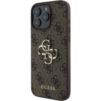 Obal Guess PU 4G Metal Logo Apple iPhone 16 Pro Max GUHCP16X4GMGBR Brown