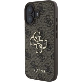 Obal Guess PU 4G Metal Logo Apple iPhone 16 GUHCP16S4GMGBR Brown