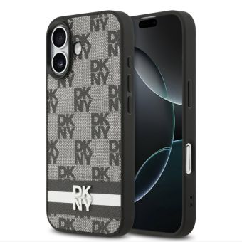 Obal DKNY PU Leather Checkered Pattern and Stripe Apple iPhone 17 DKHCP17SPCPTSSK čierny