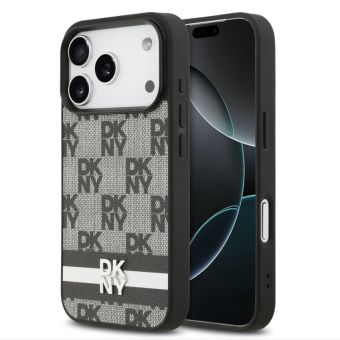 Obal DKNY PU Leather Checkered Pattern and Stripe Apple iPhone 17 Pro Max DKHCP17XPCPTSSK čierny