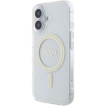 Obal Guess IML Glitter Ring MagSafe Apple iPhone 16 Plus GUHMP16MHFGERET Transparent