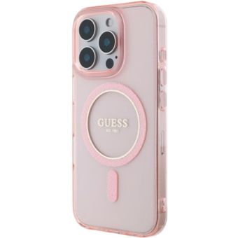 Obal Guess IML Glitter Ring MagSafe Apple iPhone 16 Pro Max GUHMP16XHFGEREP Pink