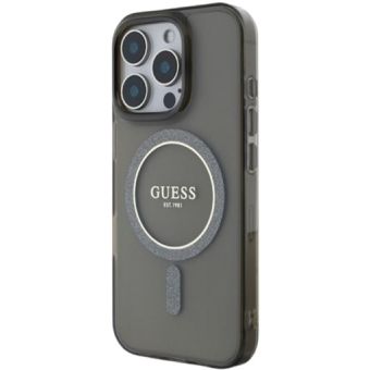 Obal Guess IML Glitter Ring MagSafe Apple iPhone 16 Pro Max GUHMP16XHFGEREK Black
