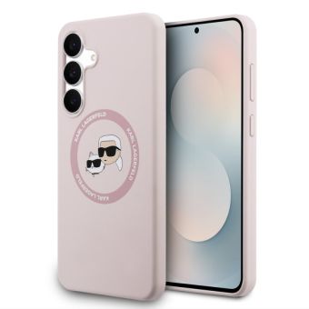 Obal Karl Lagerfeld Liquid Silicone K&CH Heads MagSafe Samsung Galaxy S25 FE S731 KLHMS25FESKCHTCP ružový