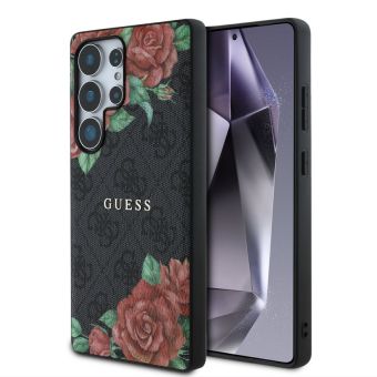 Obal Guess PU Leather 4G Flowers Print Metal Classic Logo MagSafe Samsung Galaxy S25 Ultra 5G S938 GUHMS25LP4ROPEMCK čierny