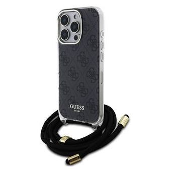 Obal Guess IML 4G Printed Crossbody Apple iPhone 16 Pro GUHCP16LHC4SEK Black