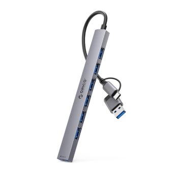 Orico Hub YSA2-U3, USB-A/USB-C 1xUSB-A 3.0 + 6x USB-A 2.0, sivý