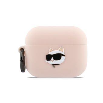 Obal Karl Lagerfeld 3D Logo NFT Choupette Head Silicone Apple AirPods Pro 3 KLAP3RUNCHP ružový