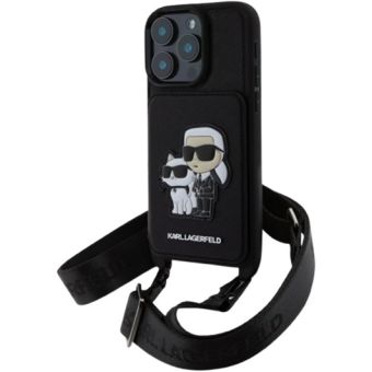 Obal Karl Lagerfeld Saffiano Crossbody Karl and Choupette Apple iPhone 16 Pro KLHCP16LCSAKCPMK Black
