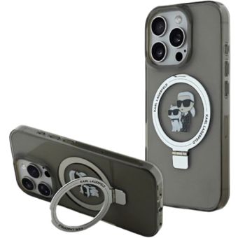 Obal Karl Lagerfeld Ringstand Karl and Choupette MagSafe Apple iPhone 16 Pro KLHMP16LHMRSKCK Black