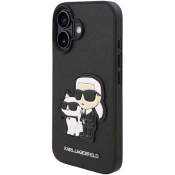 Obal Karl Lagerfeld PU Saffiano Karl and Choupette Apple iPhone 16 Plus KLHCP16MSANKCPK Black
