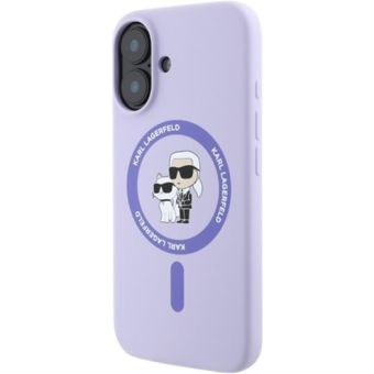 Obal Karl Lagerfeld Liquid Silicone Karl and Choupette MagSafe Apple iPhone 16 KLHMP16SSCMKCRHU Purple