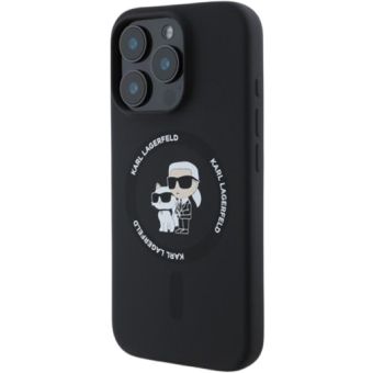Obal Karl Lagerfeld Liquid Silicone Karl and Choupette MagSafe Apple iPhone 16 Pro KLHMP16LSCMKCRHK Black