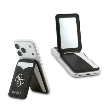 Guess PU 4G Mirror MagSafe Cardslot penaženka so stojanom a zrkadlom GUWMSMIP4GK čierna