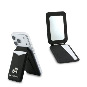 Karl Lagerfeld Mirror MagSafe Cardslot penaženka so stojanom a zrkadlom KLWMSMPGKCHPK čierna