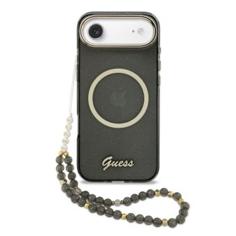 Obal Guess IML Glitter Script Strap MagSafe Apple iPhone Air GUHMP17M5HTGSMSK čierny