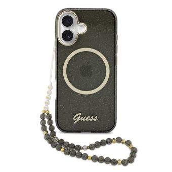 Obal Guess IML Glitter Script Strap MagSafe Apple iPhone 17 GUHMP17S5HTGSMSK čierny