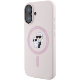 Obal Karl Lagerfeld Liquid Silicone Karl and Choupette MagSafe Apple iPhone 16 KLHMP16SSCMKCRHP Pink