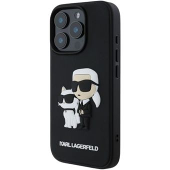 Obal Karl Lagerfeld 3D Rubber Karl and Choupette Apple iPhone 16 Pro Max KLHCP16X3DRKCNK Black