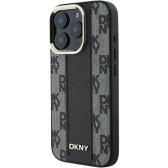 Obal DKNY PU Leather Checkered Pattern Magsafe Apple iPhone 16 Pro DKHMP16LPCPVSLK Black